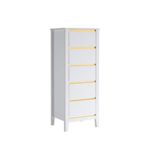 Bolin White 5 Drawer 18.5 in. Wide Tall Chest of Drawers