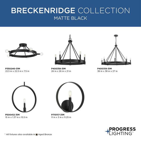 Progress Lighting Breckenridge Collection 26 in. 5-Light Matte Black Rustic Farmhouse Chandelier