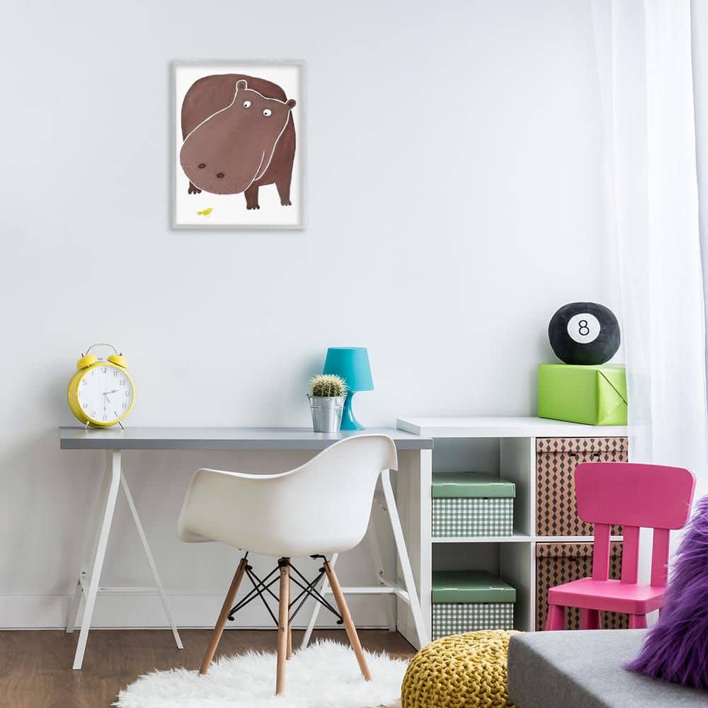 Hippo and Bird Friends by Carla Daly Gray Framed Animal Giclee Art Print 20 in. x 16 in. price history on PriceWatchPro