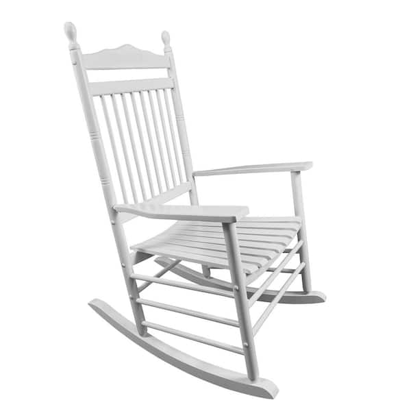 TIRAMISUBEST White Wood Porch Indoor and Outdoor Rocking Chair