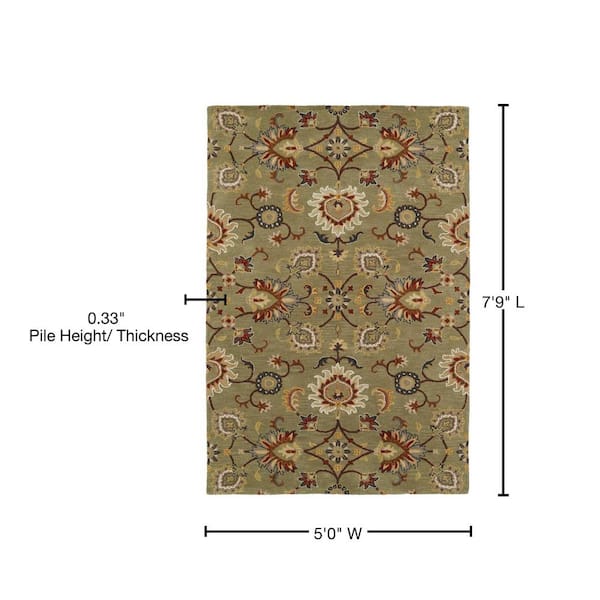 Kaleen Middleton Green 5 ft. x 8 ft. Area Rug MID02-50-579 - The Home Depot