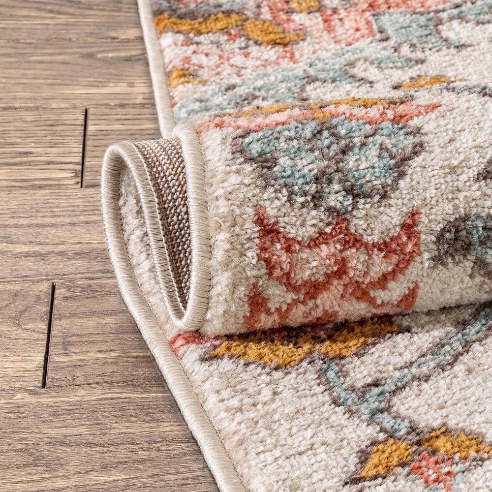 Blush Geometric Easy-Care Synthetic 7'10" x 9'10" Area Rug