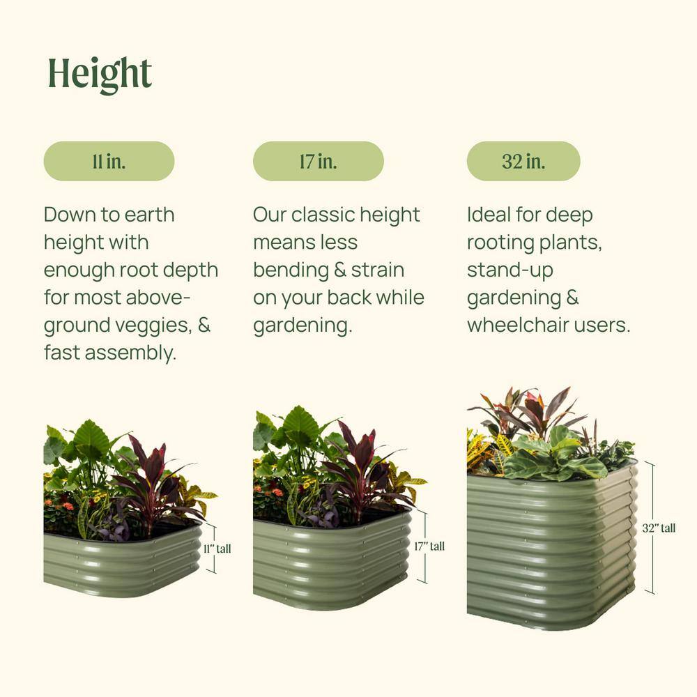32" Tall Modern Gray Metal Modular Raised Garden Bed
