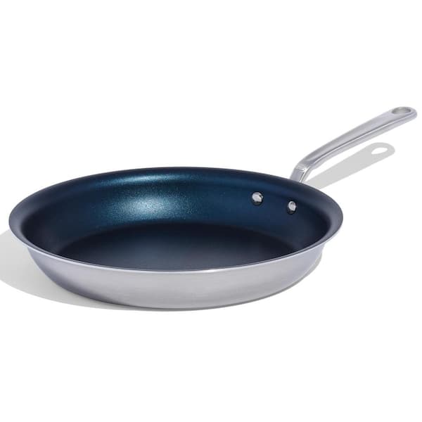 12 in. 5 Ply Stainless Steel-Clad Base Professional Grade Nonstick Coating Induction Compatible Frying Pan Blue