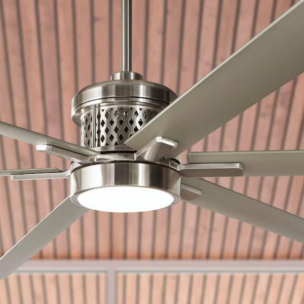 Royalty II 120 in. Indoor/Outdoor Brushed Nickel DC Motor Ceiling Fan with Adjustable White LED with Remote Included