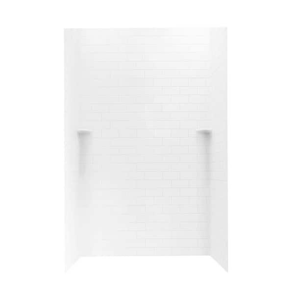 Swan 36 in. x 48 in. x 72 in. 3-piece Subway Tile Easy Up Adhesive Shower Wall in White