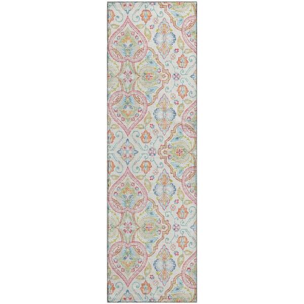 Mayfield Premium Machine Washable Abstract AMF2207 Ivory 2 ft. x 7 ft. Runner Rug