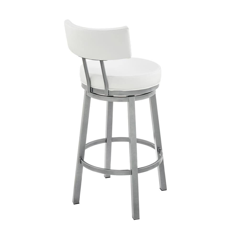 Dalza 26" White Faux Leather Swivel Counter Stool