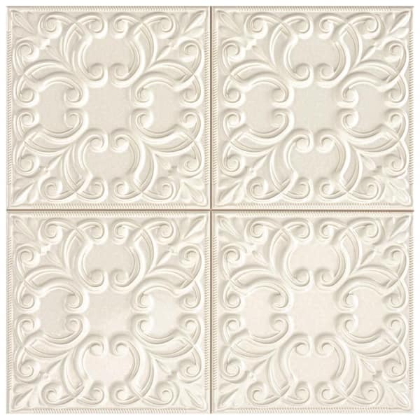 Victorian Tin Pearl 9 in. x 9 in. Porcelain Wall Take Home Tile Sample