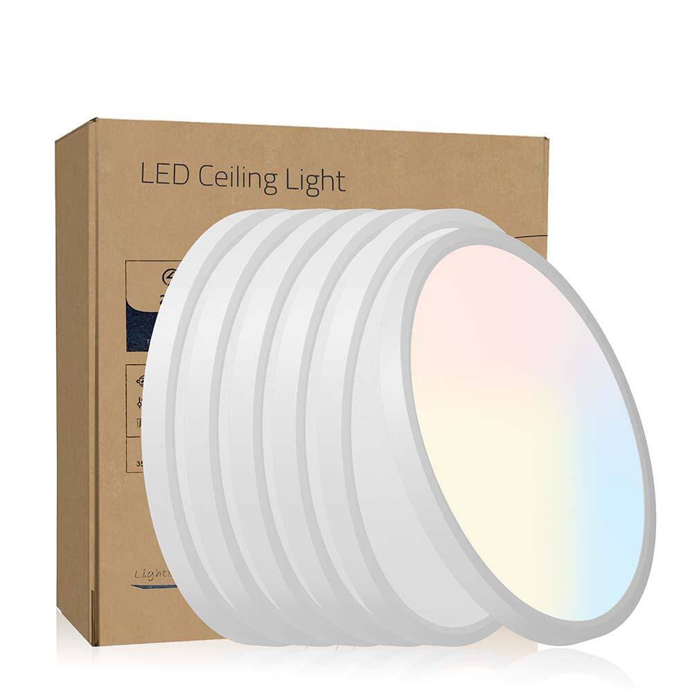 (6-Pack) 12 in. White Ultra Thin Flat Round Fixtures Dimmable LED Flush Mount Ceiling Light with 2700K-6500K Adjustable price history on PriceWatchPro