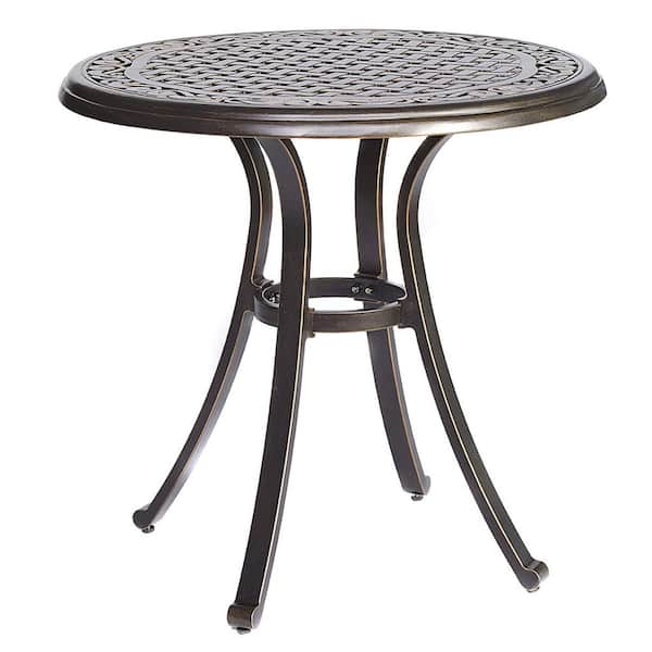 Casual World CASUAL WORLD 28 in. Cast Aluminum Patio Bistro Table, Weather-Resistant Outdoor Furniture for Garden w/ Antique Design