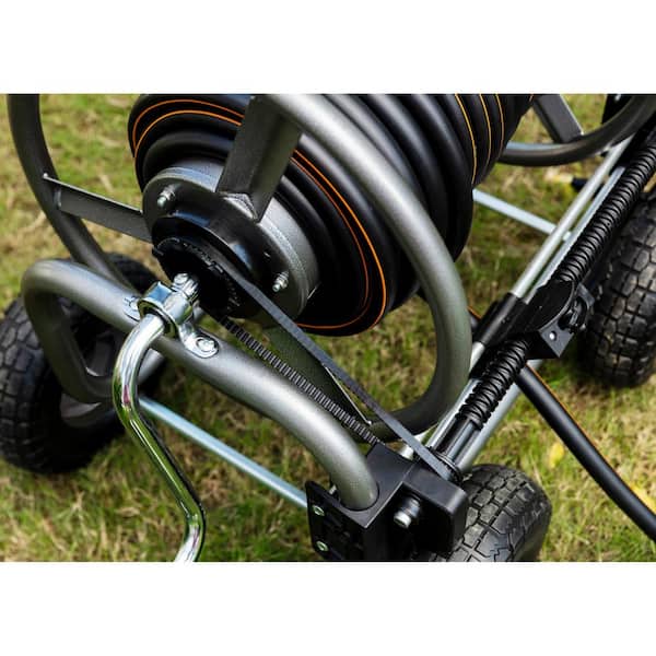250 ft. Steel Gray 4-Wheel Garden Hose Reel Cart