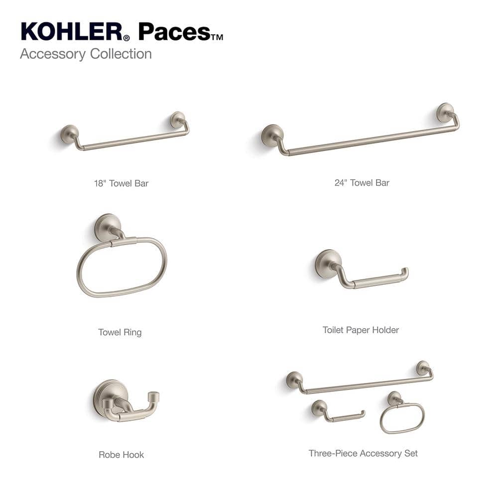 Vibrant Brushed Nickel 24-Inch Wall Mounted Towel Bar