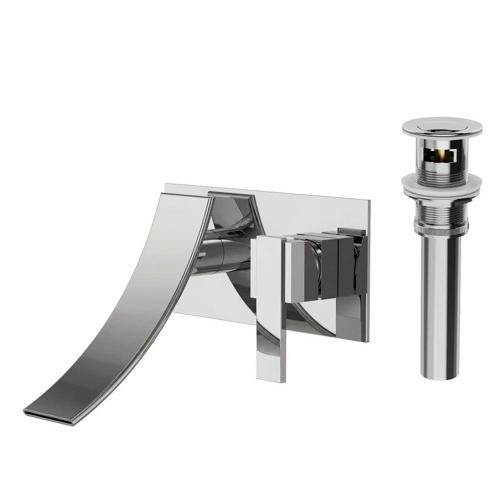 Streamline 1-Handle Wall Mounted Bathroom Faucet Waterfall Sink Faucet Vanity Faucet with Drain in Polished Chrome price history on PriceWatchPro