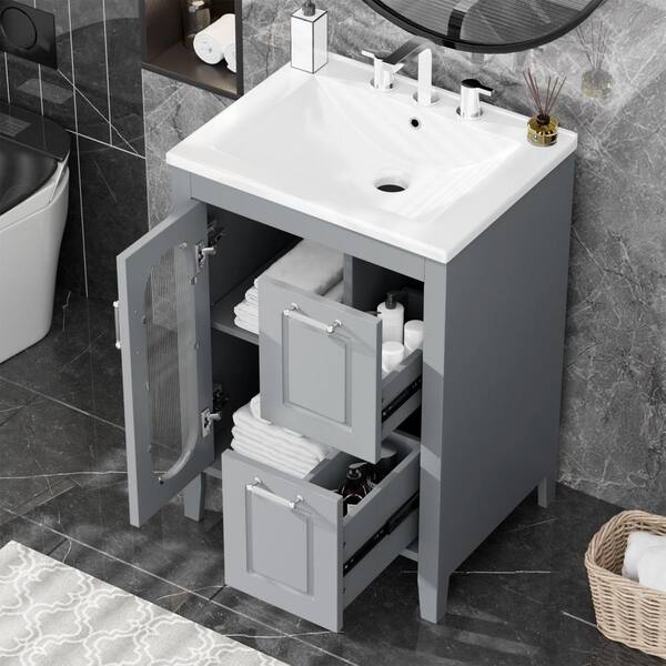 EPOWP 24 in. W x 18.3 in. D x 33.2 in. H Freestanding Bath Vanity