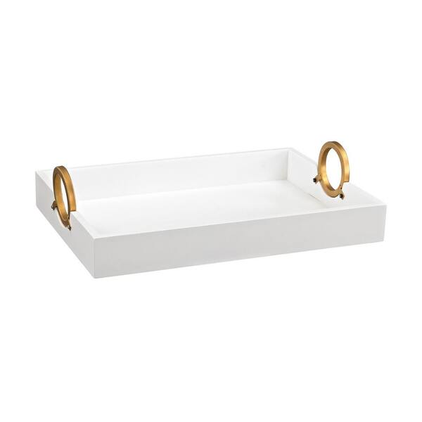 Titan Lighting 20 in. x 14 in. Gold and White Deccorative Tray