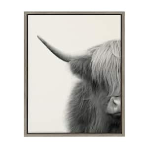 Sylvie ''Hey Dude Highland Cow Crop'' by The Creative Bunch Studio Framed Canvas Animal Wall Art 24 in. x 18 in.