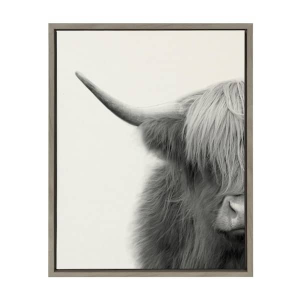 Bull Canvas Wall Art Black and White Print Bull Animal Wall Decor