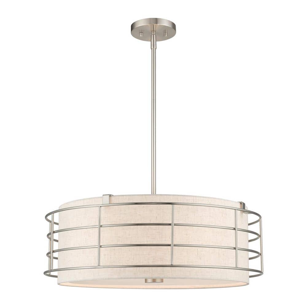 Wycombe 5 Light Brushed Nickel Caged Pendant Chandelier for Dining Room with No Bulbs Included price history on PriceWatchPro