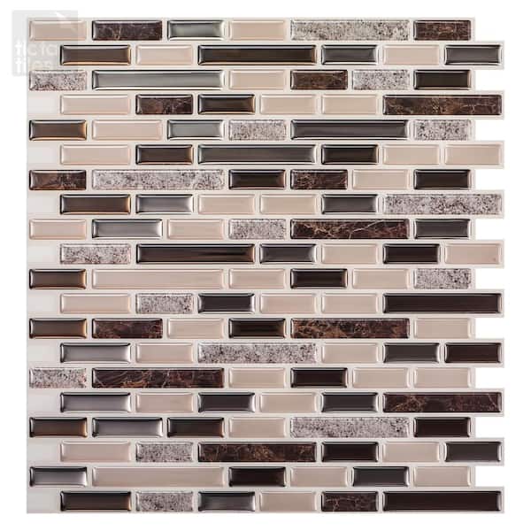 Tic Tac Tiles Como Crema 12 in. W x 12 in. H Peel and Stick Decorative Mosaic Wall Tile Backsplash (10-Tiles)
