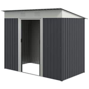 7 ft. x 4 ft. Metal Storage Garden Shed, Garden Tool House with Outdoor Double Sliding Doors, 2 Air Vents, 25.71 sq. ft.