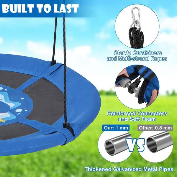 Costway Blue Whale 40 in. Flying Saucer Tree Multi-Person Swing