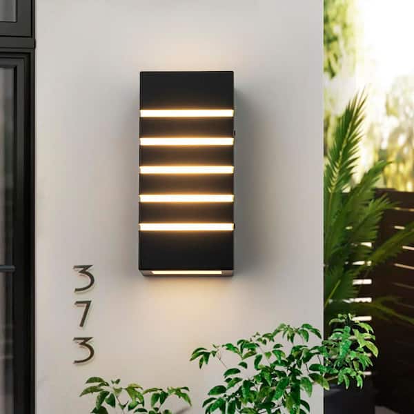 Alexa 2-Light Black Modern LED Outdoor Wall Lantern Sconce