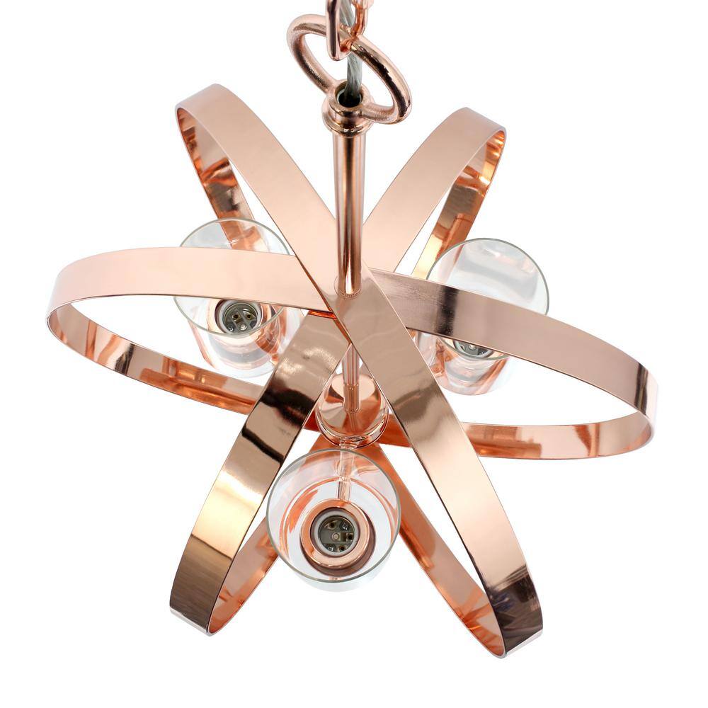 Elegant 18" Rose Gold Orb Pendant with Adjustable 3-Light Feature