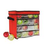 12 in. Red and Clear Christmas Ornament Storage Bag (Holds 64-Ornaments)