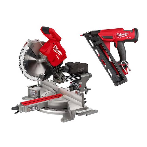 M18 FUEL 18V Lithium-Ion Brushless Cordless 12 in. Dual Bevel Sliding Compound Miter Saw w/ 15-Gauge Finish Nailer