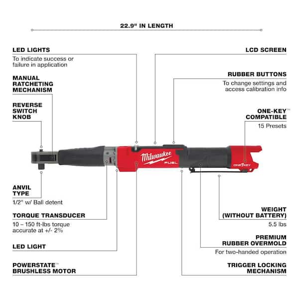 M12 FUEL One-Key 12-Volt Lithium-Ion Brushless Cordless 1/2 in. Digital Torque Wrench with 4.0 Ah Battery and Charger
