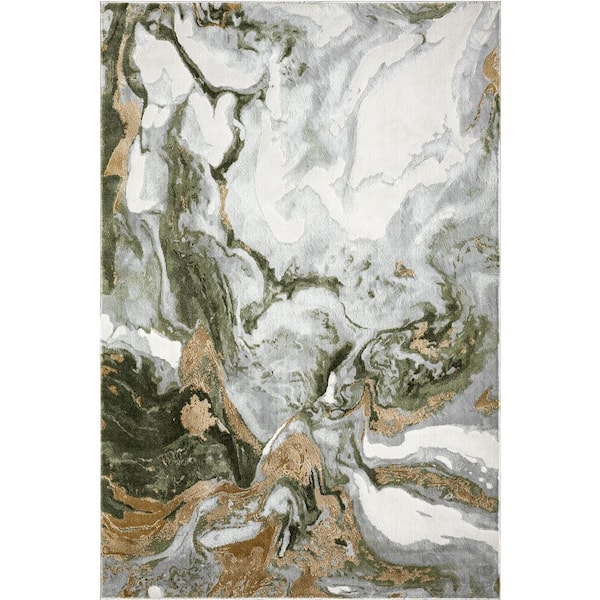 Abani Regal Grey 2 ft. x 3 ft. Modern Polypropylene Area Rug