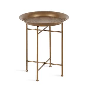 Mahdavi 16.50 in. Gold Round Metal End Table