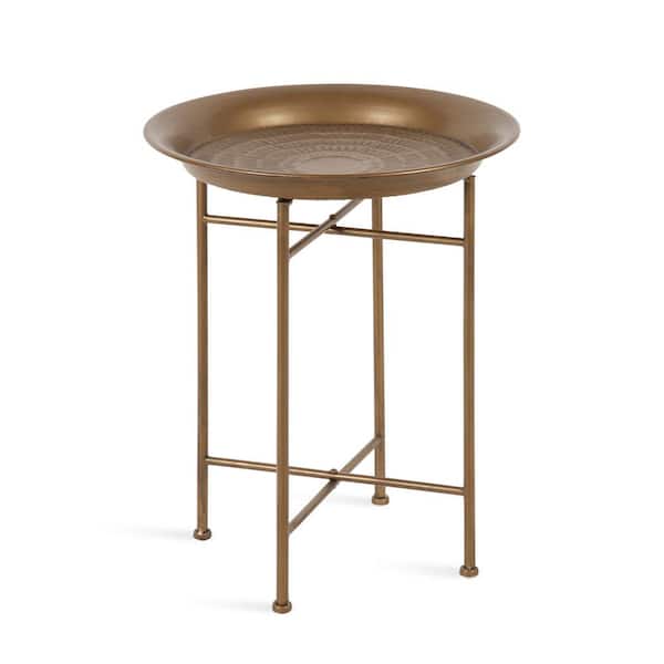 Kate and Laurel Mahdavi 16.50 in. Gold Round Metal End Table