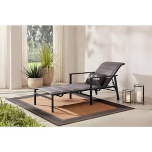High Garden Black Steel Padded Sling Outdoor Patio Chaise Lounge Chair