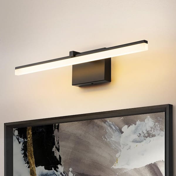 RRTYO Manuela 22.8 in. Modern Black Linear Integrated LED 3000K Warm Light Bathroom Vanity Lights for Mirror