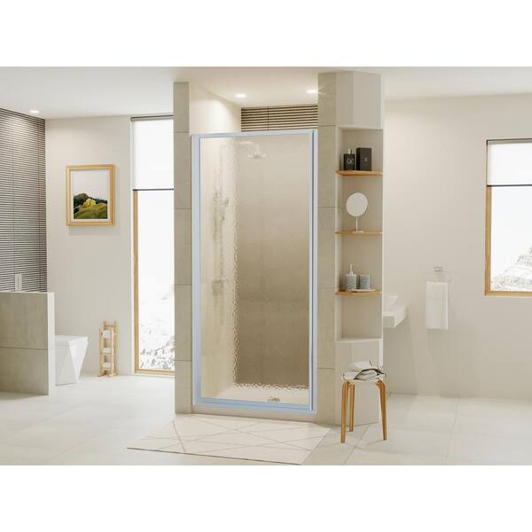 Coastal Shower Doors Legend 23.625 in. to 24.625 in. x 64 in. Framed Hinged Shower Door in Platinum with Obscure Glass