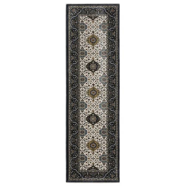 2 ft. x 8 ft. Multi-Colored Medallion Washable Area Rug