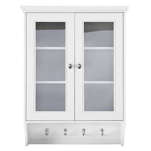 Gazette 23-1/2 in. W x 31 in. H x 7-1/2 in. D Bathroom Storage Wall Cabinet with Glass Door in White