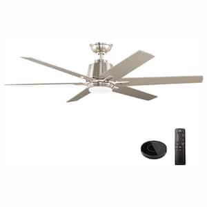 Kensgrove 54 in. Integrated LED Indoor Brushed Nickel Ceiling Fan with Light Kit works with Google Assistant and Alexa