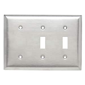 Pass & Seymour 302/304 S/S 3 Gang 2 Toggle 1 Strap Mount Blank Wall Plate, Stainless Steel (1-Pack)