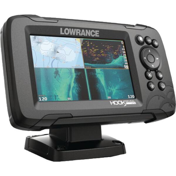 Renewed Lowrance Hook Reveal 5 Fish Finder 5 Inch Screen with Transducer and C-MAP Preloaded Map Options 