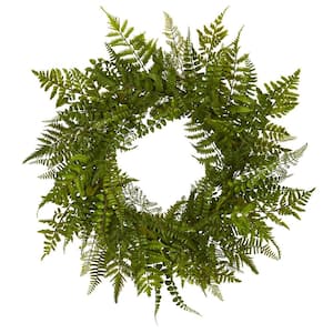 24 in. Artificial Mixed Fern Wreath
