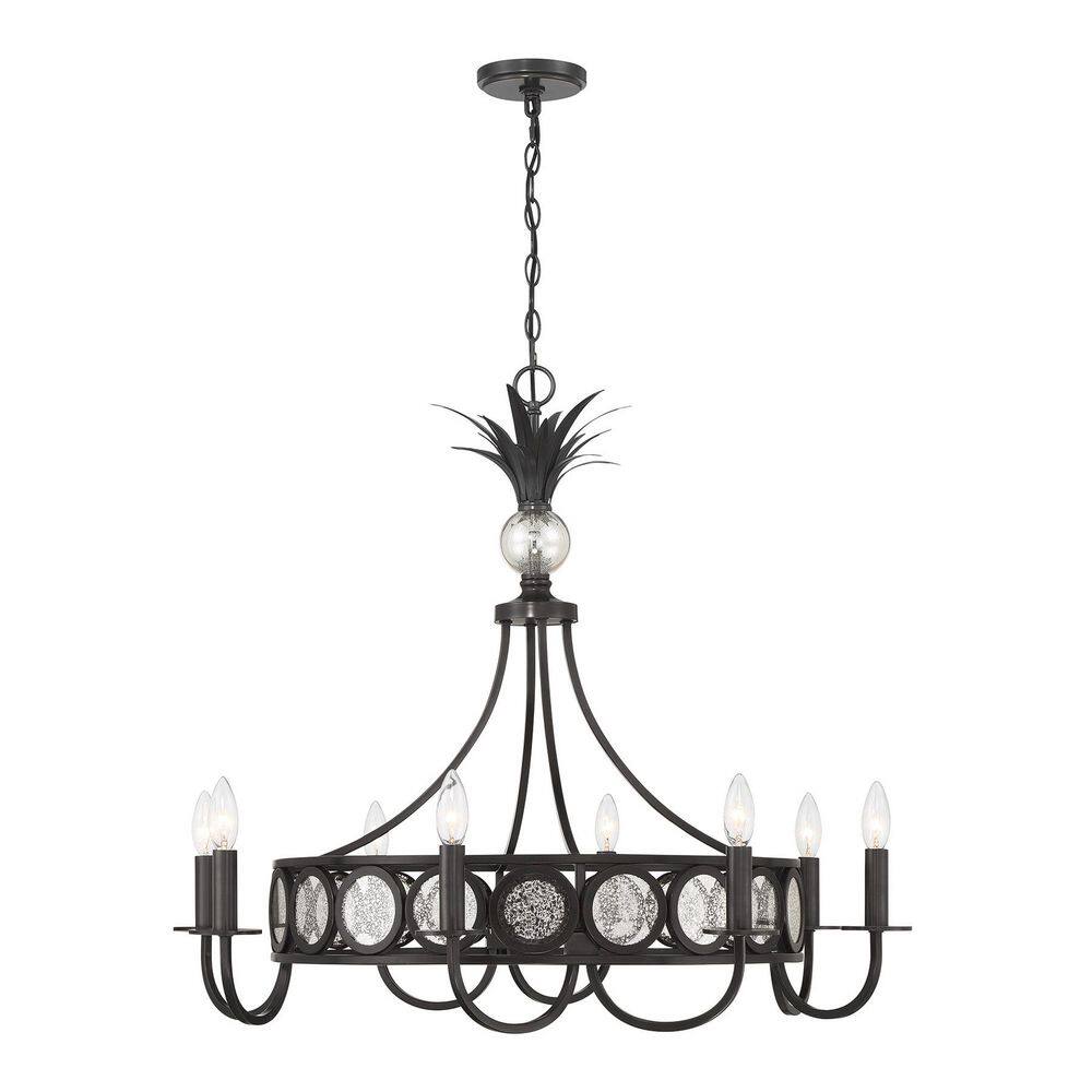 Hearst 33 in. W x 28.63 in. H 8-Light Black Tourmaline Dimmable Chandelier with Antique Glass Shade and No Bulb Included price history on PriceWatchPro