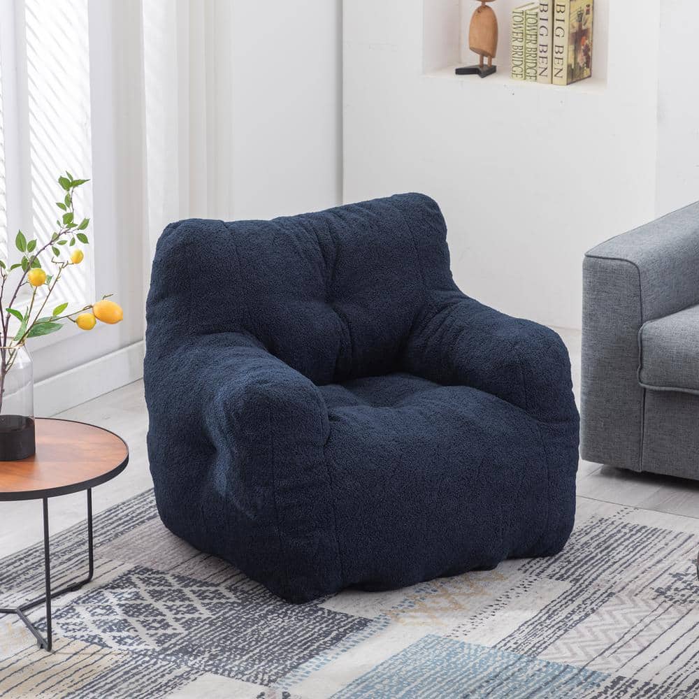 Bean Bag Chairs for Adults Bean Bag Cover Faux Leather Bean Bag Chair Set  with Filling Corner Pouf Ottoman Footrest Fllor Seat Beanbag Sofa (Color 