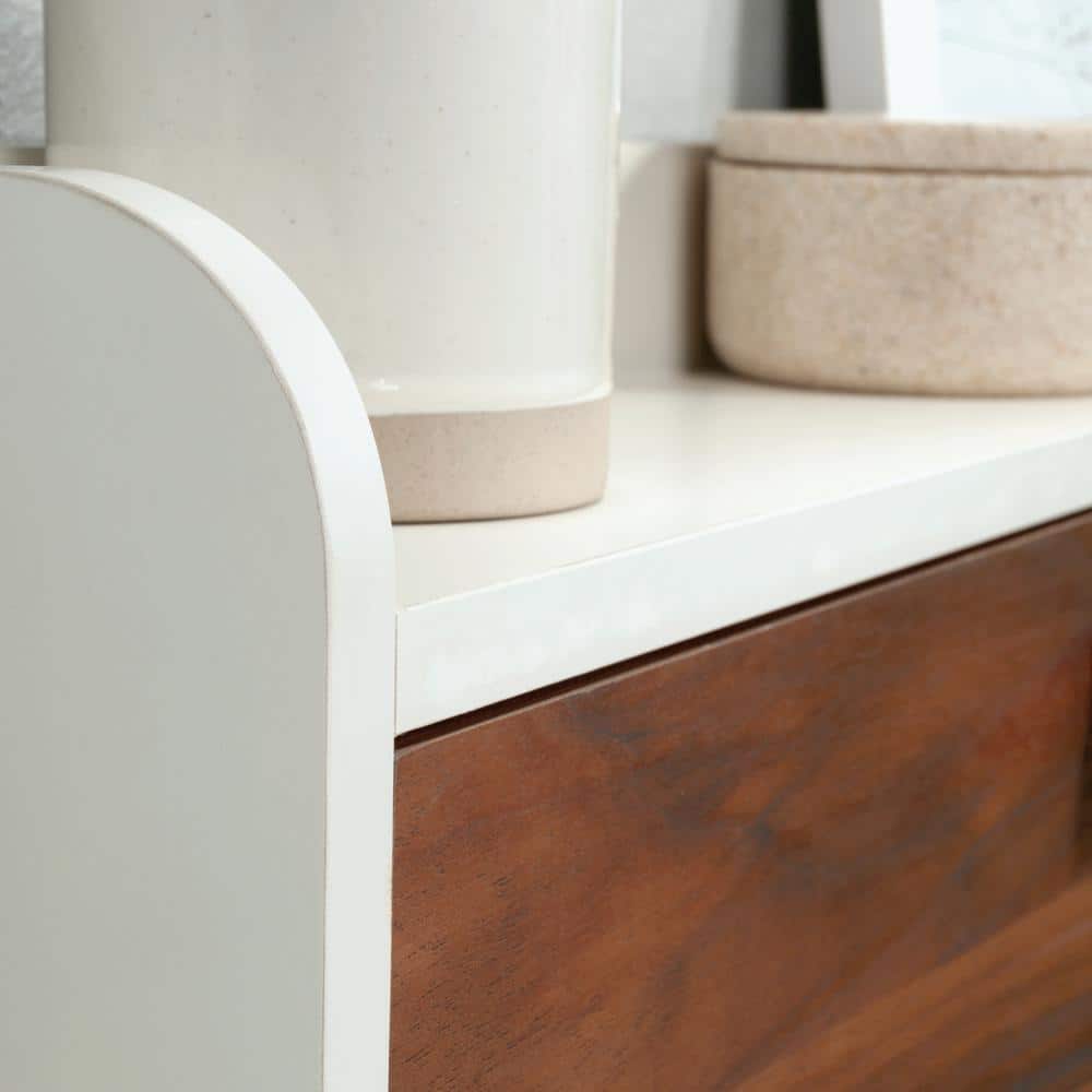Pearl Oak and White Wall Mounted Floating Desk