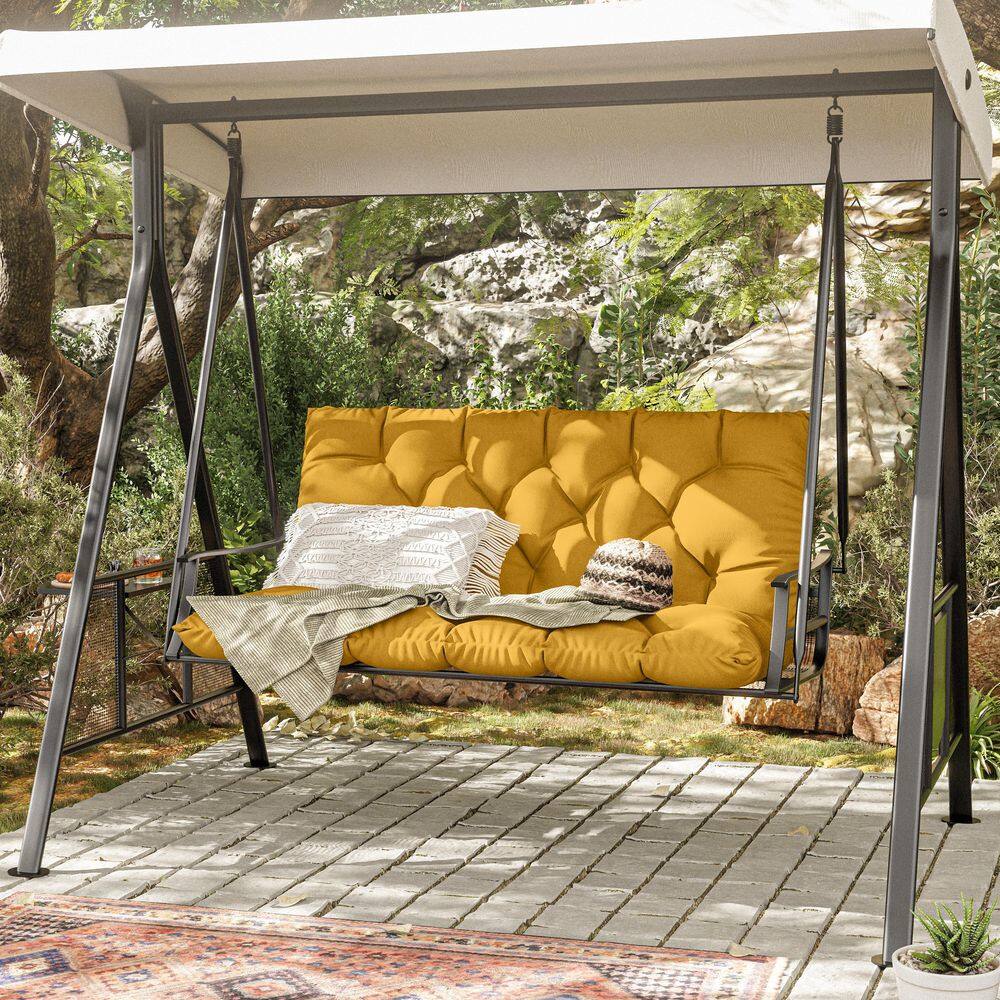 47 in. x 40 in. x 5 in. 2-Seater Contoured Replacement Outdoor Porch Swing Cushion with Backrest Bench Yellow price history on PriceWatchPro