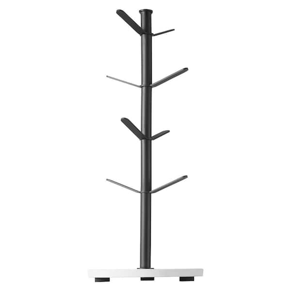 Coffee Mug Holder Tree 8 Hooks with Marble Base, Carbon Steel Countertop Cup Rack Stand, Matte Black