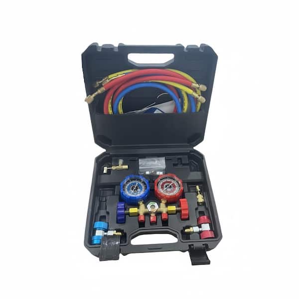 3-Way AC Manifold Gauge Set for R134A R22 R12 R502 Refrigerant with 5 ft. Hoses