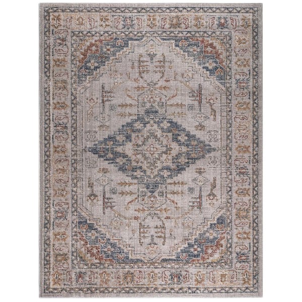 Madison Park Audrey Orange Multi 5 ft. x 7 ft. Vintage Medallion Woven Rectangle Area Rug